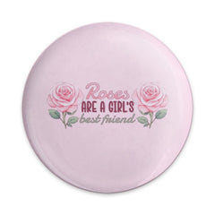 Roses are a Girl's Best Friend Pinback Button, Floral Pin, Gift for Her, Pink Rose Button, Cute Button, Flower Button, Trendy Aesthetic - Tawshia