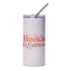 Books and Coffee Tumbler, Reader Gift, Book Lover Tumbler, Coffee Tumbler, Gift for Her, Librarian Gift, Reading Gift, Cute Tumbler - Tawshia