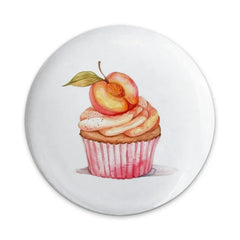 Peach Cupcake Pinback Button, Dessert Badge, Cute Food Button, Sweet Treat Gift, Yummy Accessories, Peach Lover Gift - Tawshia