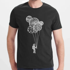 Astronaut Holding Patterned Balloons Design T-Shirt product type