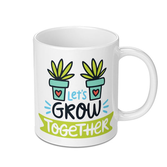 Let's Grow Together Mug, Plant Lover Gift, Gardening Coffee Cup, Inspirational Mug, Positive Vibes Mug, Cute Succulent Mug - Tawshia