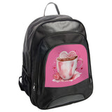 Hot Chocolate Backpack, Heart Marshmallows Backpack, Valentines Day Gift Backpack, Cozy Beverage Backpack, Watercolor Heart Backpack - Tawshia