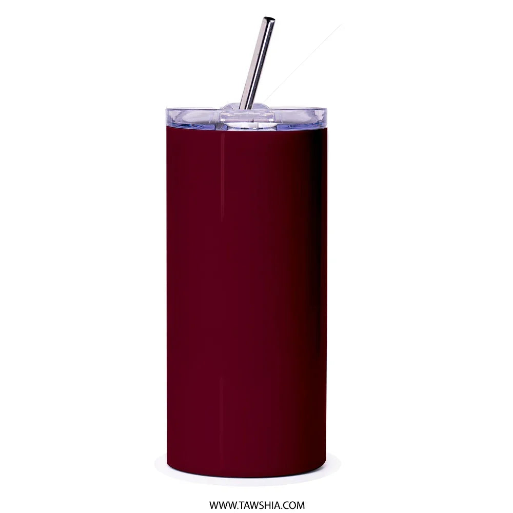 Sleek Dark Maroon Tumbler with Straw Tumbler product type