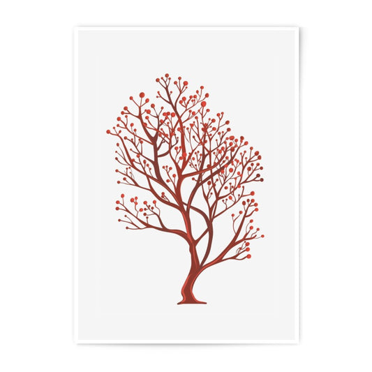 Red Berry Tree Photographic Print, Minimalist Tree Wall Art, Botanical Decor, Nature Photography, Red Accent Print, Modern Home Decor - Tawshia