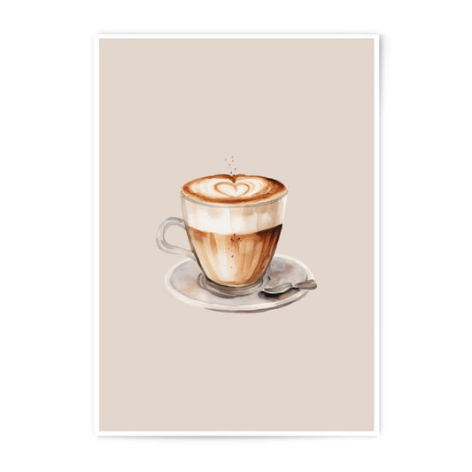 Latte Art Photographic Prints, Coffee Cup Decor, Watercolor Art, Food Art, Kitchen Wall Art, Cafe Decor, Beverage Prints - Tawshia