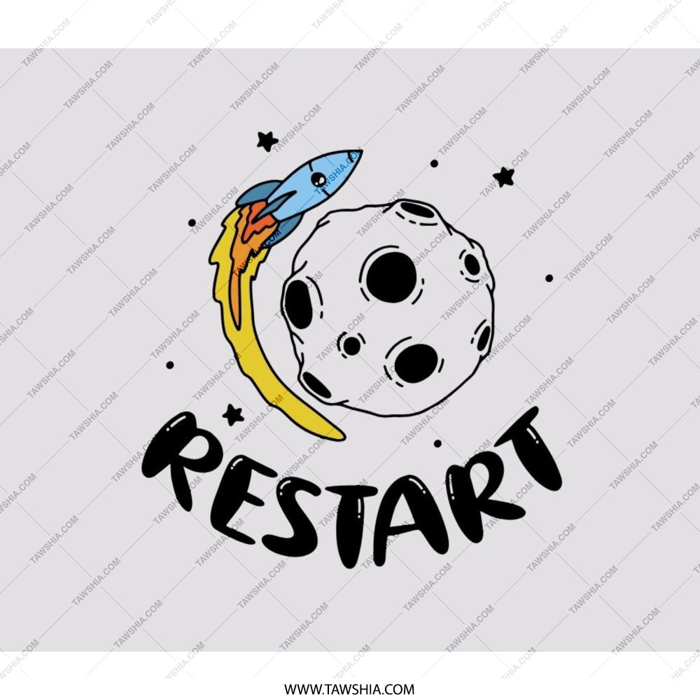 Restart BackPack, Space BackPack, Rocket BackPack, Moon BackPack, Funny BackPack, Outer Space, Everyday BackPack, Gift Idea - Tawshia