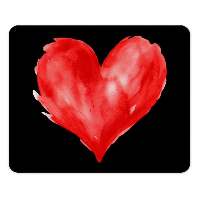 Red Watercolor Heart Mouse Pad, Valentine's Day Gift, Abstract Heart Art, Love Mousepad, Heart Shaped Gift, Unique Mouse Pad Design - Tawshia