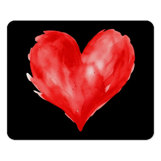 Red Watercolor Heart Mouse Pad, Valentine's Day Gift, Abstract Heart Art, Love Mousepad, Heart Shaped Gift, Unique Mouse Pad Design - Tawshia