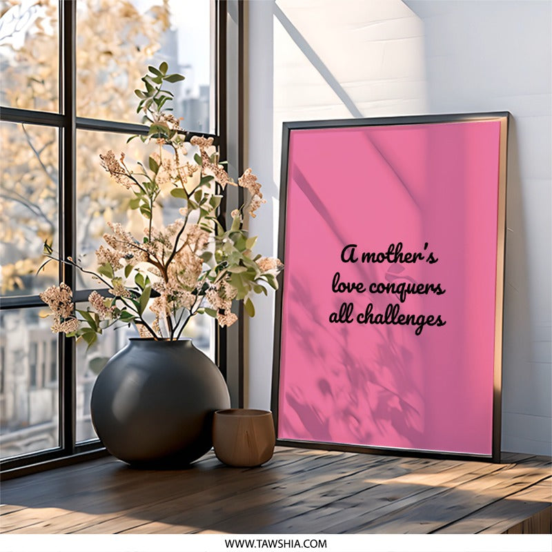 Mother's Love Wall Art, Inspirational Quote Print, Pink Wall Decor, Home Decor Art, Gift for Mom, Motivational Wall Art - Tawshia