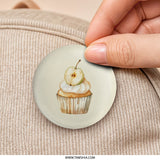 Cupcake Pinback Button, Pear Dessert Badge, Watercolor Art, Sweet Treat Pin, Food Lover Gift, Cute Button, Unique Accessories - Tawshia
