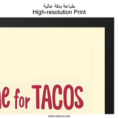 Time for Tacos Wall Art, Funny Food Print, Kitchen Decor, Taco Lover Gift, Cute Mexican Food Art, Cartoon Tacos, Home Decor, Wall Decor - Tawshia