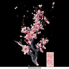 Cherry Blossom Art on Black Background product