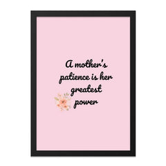 Mother's Patience Wall Art, Floral Wall Decor, Inspirational Quote Print, Mother's Day Gift, Family Wall Art, Home Decor, Framed Wall Art - Tawshia