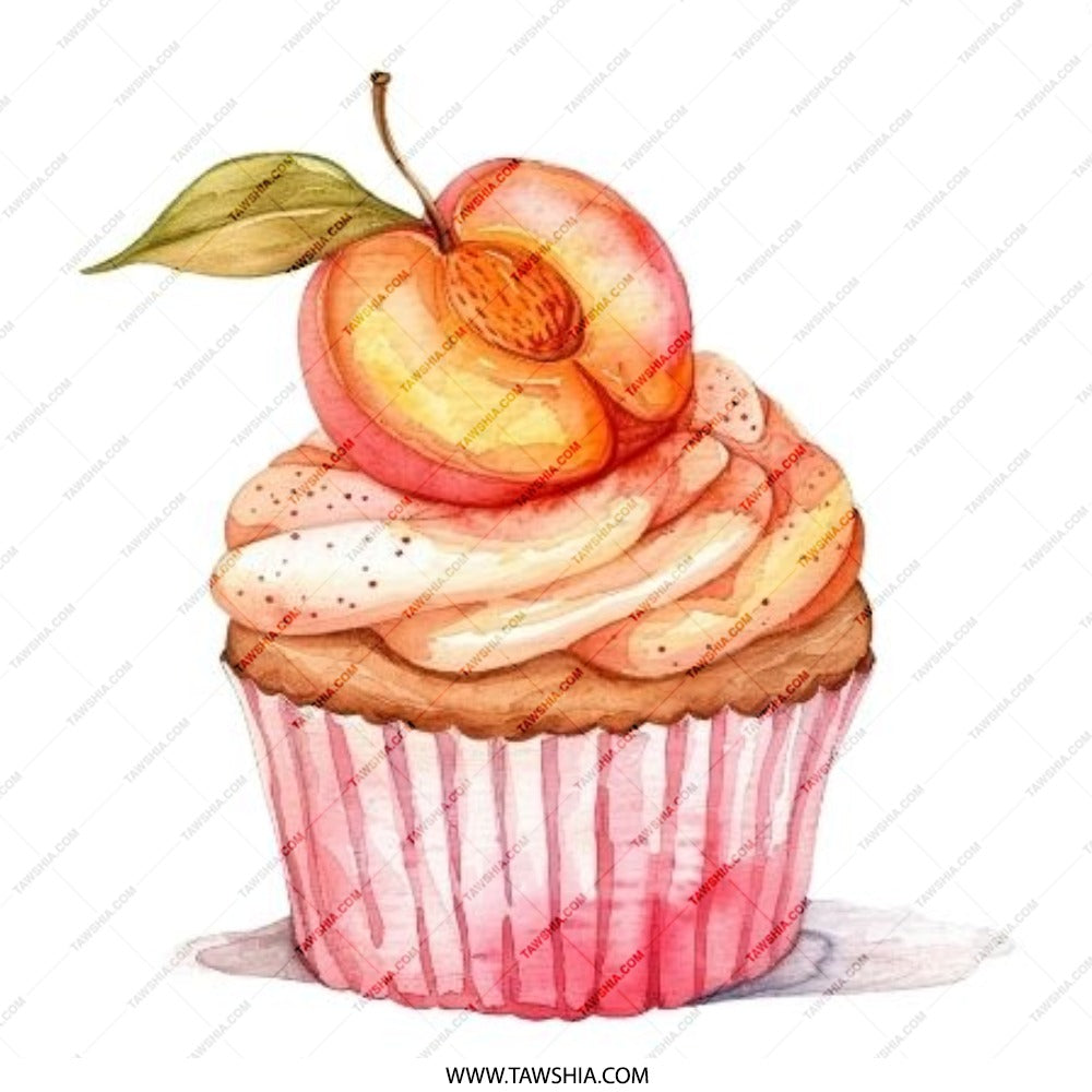 Peach Cupcake Pinback Button, Dessert Badge, Cute Food Button, Sweet Treat Gift, Yummy Accessories, Peach Lover Gift - Tawshia