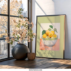 Lemon Still Life Wall Art, Fruit Bowl Print, Kitchen Decor, Citrus Painting, Modern Wall Decor, Botanical Art Print, Home Decor Art - Tawshia