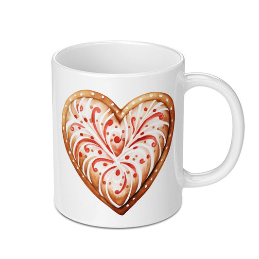 Gingerbread Heart Mug, Holiday Mug, Christmas Mug, Festive Mug, Baking Mug, Sweet Treat Mug, Winter Mug, Kitchen Mug - Tawshia