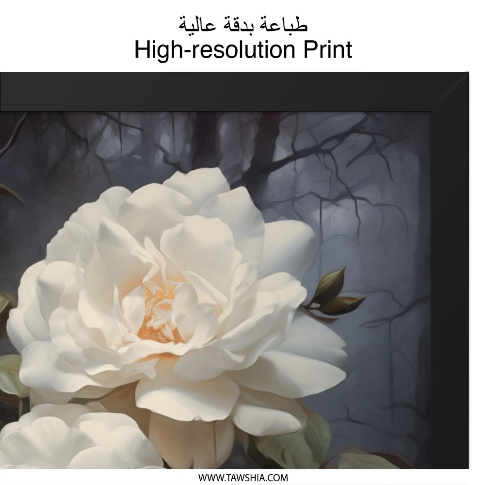 White Rose Wall Art, Floral Print, Botanical Decor, Elegant Home Art, Nature Inspired Artwork, Romantic Gift, Flower Lover Present - Tawshia
