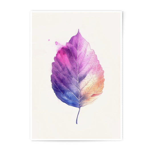 Watercolor Leaf Photographic Print, Botanical Art, Colorful Wall Decor, Modern Home Decor, Nature Print, Leaf Art, Living Room Art - Tawshia