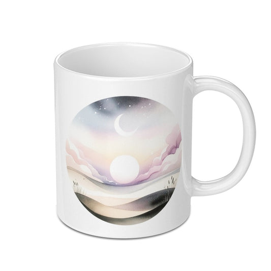 Watercolor Moon Mug, Celestial Landscape, Dreamy Sky Coffee Cup, Night Sky Art, Aesthetic Mug, Gift for Dreamers, Unique Coffee Mugs - Tawshia