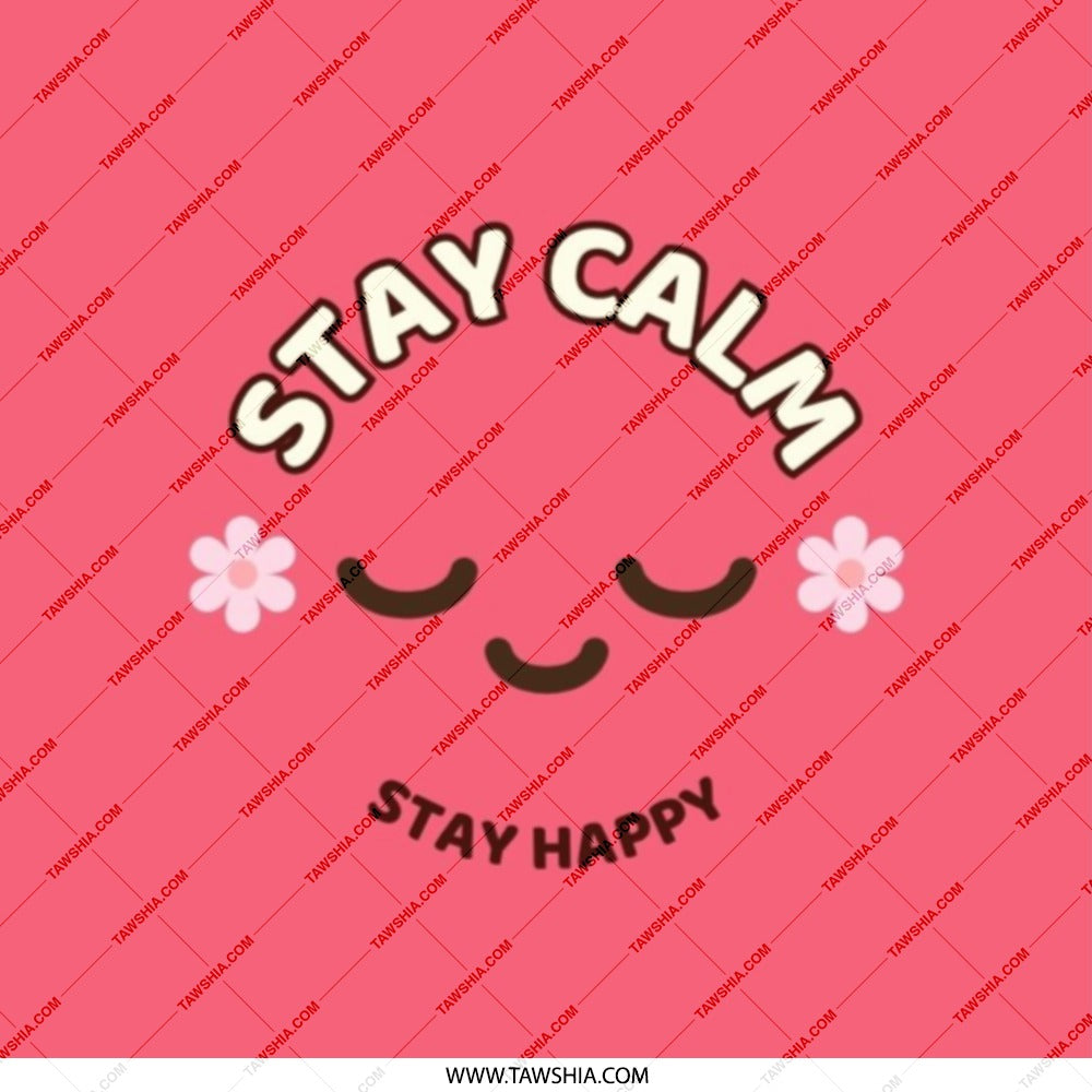 Stay Calm Stay Happy Pocket Mirror, Cute Compact Mirror, Smiley Face Gift, Self Care Gift, Pocket Makeup Mirror - Tawshia
