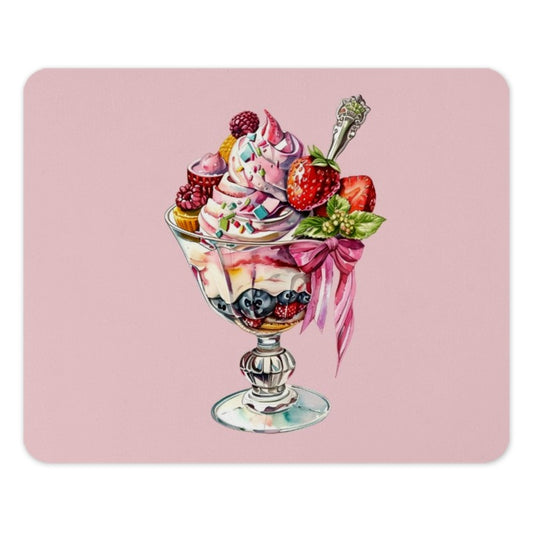 Dessert Mouse Pad, Ice Cream Sundae Art, Berries and Cream, Pink Aesthetic, Sweet Treat Desk Decor, Foodie Gift, Kawaii Mousepad - Tawshia