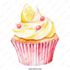 Watercolor Cupcake Tote Bag, Lemon Topped Cupcake Art, Delicious Cupcake Design, Cute Baking Lover Gift, Sweet Treat Bag - Tawshia