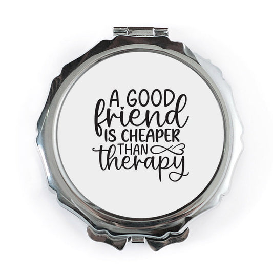 Good Friend Cheaper Than Therapy Pocket Mirror, Funny Friend Gift, Friendship Quote, Cute Compact Mirror, Best Friend Present - Tawshia