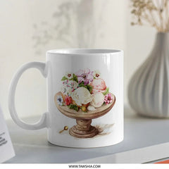 Ice Cream Floral Mug, Dessert Lover Gift, Sweet Treats Coffee Mug, Whimsical Kitchen Decor, Foodie Mug, Birthday Present, Hot Cocoa Cup - Tawshia