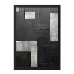 Abstract Geometric Wall Art, Black and Silver Painting, Modern Wall Decor, Contemporary Art Print, Minimalist Art, Living Room Art (134) - Tawshia