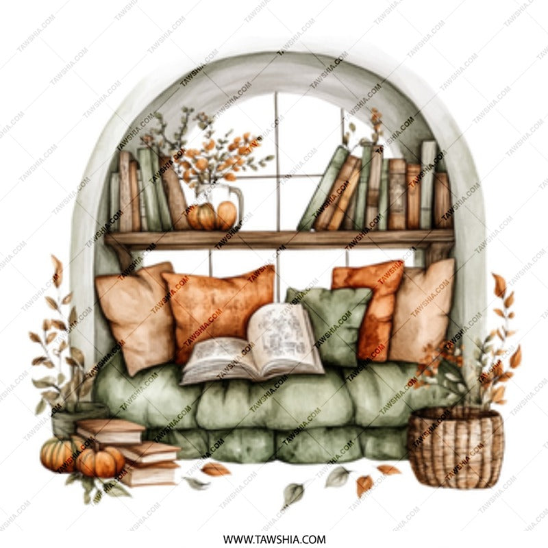 Cozy Reading Nook Mug, Fall Decor Mug, Book Lover Gift Mug, Autumn Coffee Mug, Unique Ceramic Mug (132 characters) - Tawshia