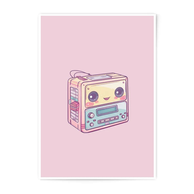 Cute Kawaii Cassette Player Photographic Prints, Retro Music Lover Decor, Aesthetic Room Art, Gift for Musician, Wall Art - Tawshia