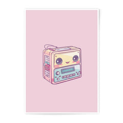 Cute Kawaii Cassette Player Photographic Prints, Retro Music Lover Decor, Aesthetic Room Art, Gift for Musician, Wall Art - Tawshia