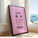 Funny Hungry Apology Wall Art, Cute Cookie Design, Quirky Home Decor, Pink Wall Decor, Hangry Phrase Art, Unique Wall Decor Print - Tawshia
