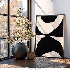Abstract Shapes Wall Art, Minimalist Art Print, Black and Beige Modern Art, Living Room Decor, Geometric Wall Decor - Tawshia