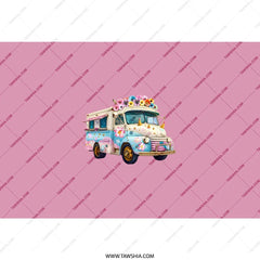 Floral Ice Cream Truck Tumbler, Cute Food Truck Gift, Pastel Pink Travel Tumbler, Unique Drinkware for Her, Fun Tumblers for Girls - Tawshia