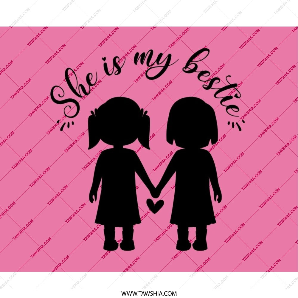 Besties Mouse Pad, Friendship Gift, She is my Bestie Mousepad, Pink Cute Office Decor, Desk Accessories, Gift for Friend, Best Friend Gift - Tawshia