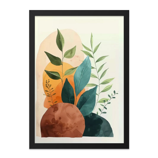 Abstract Botanical Wall Art, Modern Leaves Print, Watercolor Plant Artwork, Minimalist Home Decor, Nature Inspired Art, Framed Art - Tawshia