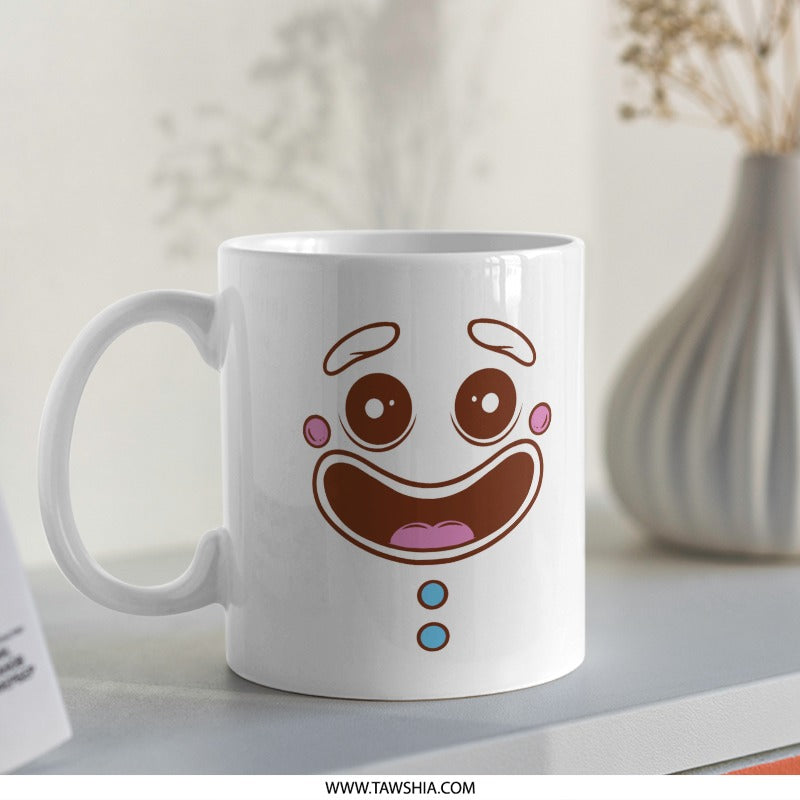Cheerful Cartoon Face White Ceramic Mug product