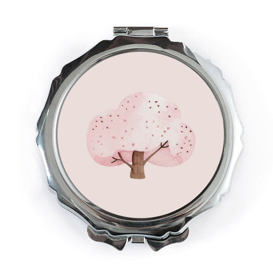Pink Cherry Blossom Tree Pocket Mirror, Floral Makeup Mirror, Botanical Compact Mirror, Cute Pocket Mirror, Spring Gift, Portable Mirror - Tawshia