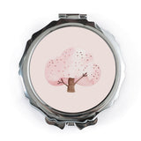 Pink Cherry Blossom Tree Pocket Mirror, Floral Makeup Mirror, Botanical Compact Mirror, Cute Pocket Mirror, Spring Gift, Portable Mirror - Tawshia