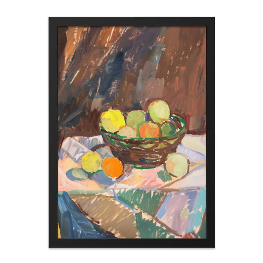 Fruit Basket Painting Wall Art, Still Life Art Print, Impressionist Kitchen Decor, Colorful Fruit Bowl Poster, Modern Home Decor Art - Tawshia