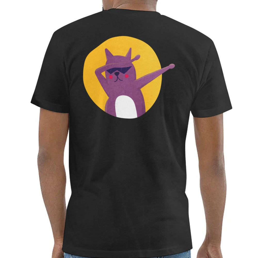 Dabbing Purple Cat Art on Black T-shirt product type