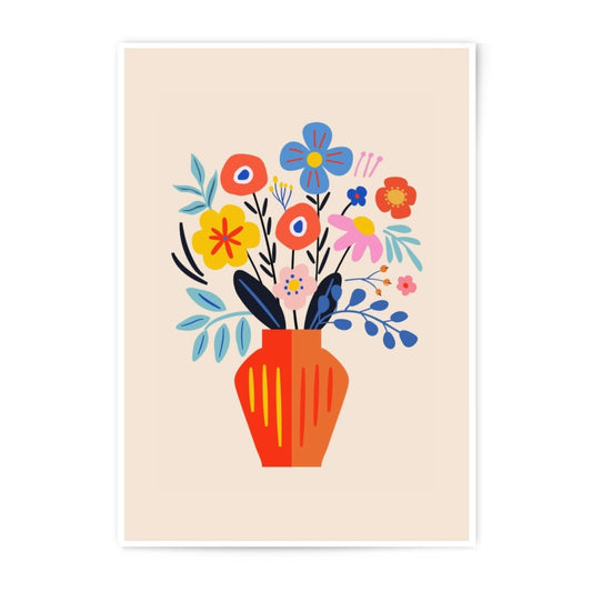 Floral Photographic Print, Bright Flowers Art, Colorful Flower Bouquet, Modern Art Print, Flower in Vase Wall Art, Home Decor - Tawshia