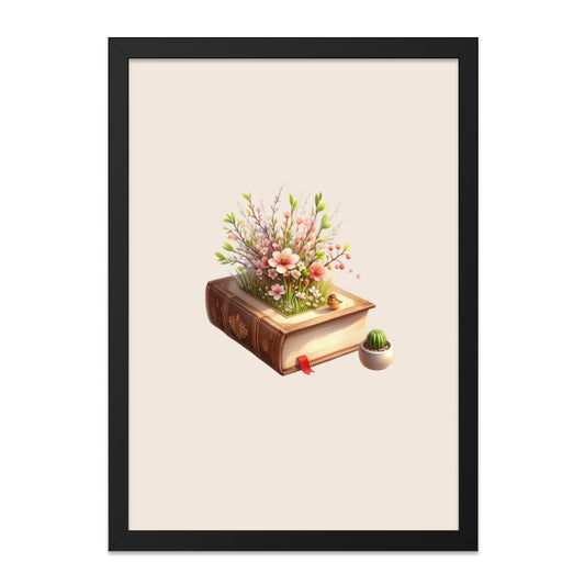 Book and Bloom Wall Art, Floral Book Print, Reading Nook Decor, Book Lover Gift, Literary Art, Botanical Wall Decor, Unique Gift Idea - Tawshia