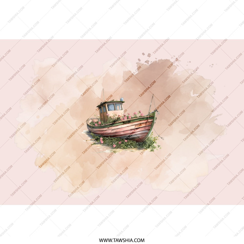 Floral Boat Tumbler, Beachy Aesthetic, Watercolor Tumbler, Cute Tumbler, Boat Lover Gift, Coastal Tumbler, Travel Mug, Drinkware Tumblers - Tawshia