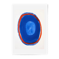 Abstract Oval Art Photographic Prints, Minimalist Blue Red Wall Art, Modern Home Decor, Contemporary Fine Art Print - Tawshia