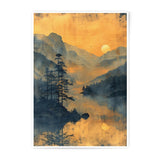 Misty Mountain Lake Photographic Print, Golden Sunset Reflection, Peaceful Nature Art, Wall Decor, Home Decor, Landscape Photography - Tawshia