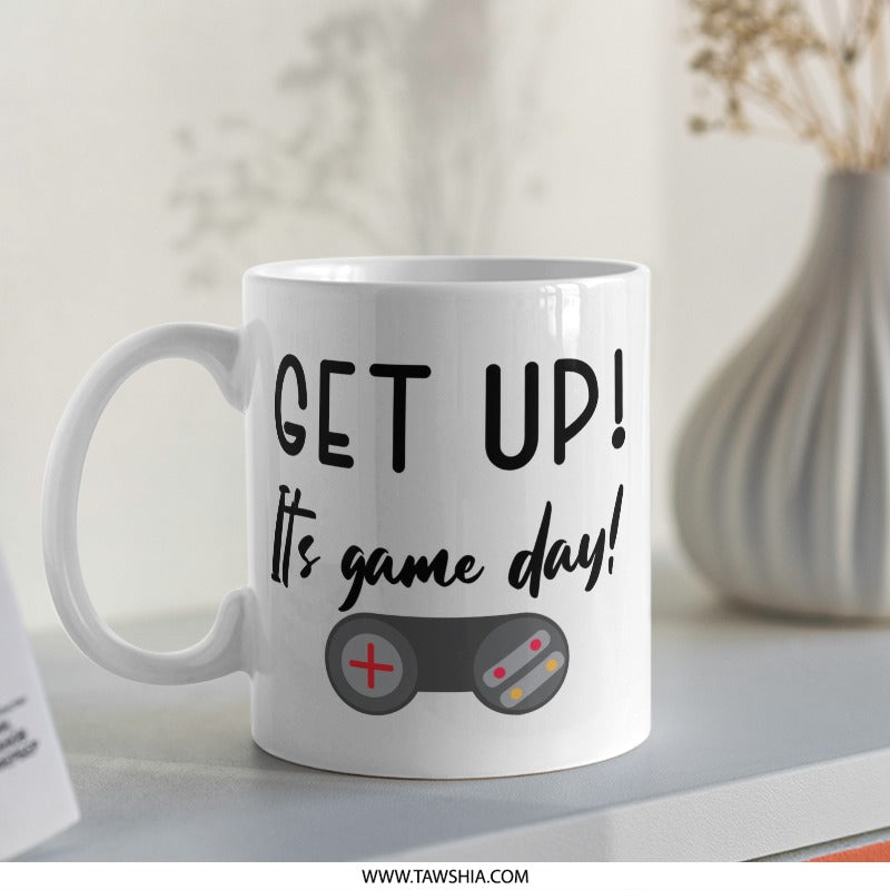 Gamer Mug, Get Up Its Game Day, Video Game Gift, Funny Gamer Mug, Gaming Addict Mug, Gift for Gamers, Gamepad Design Mug - Tawshia