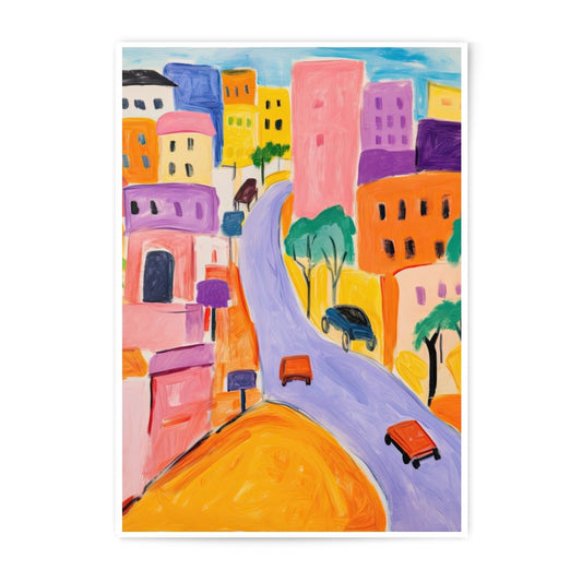 Colorful Cityscape Photographic Print, Abstract Buildings Art, Whimsical City Art Print, Modern Home Decor, Unique Wall Art - Tawshia