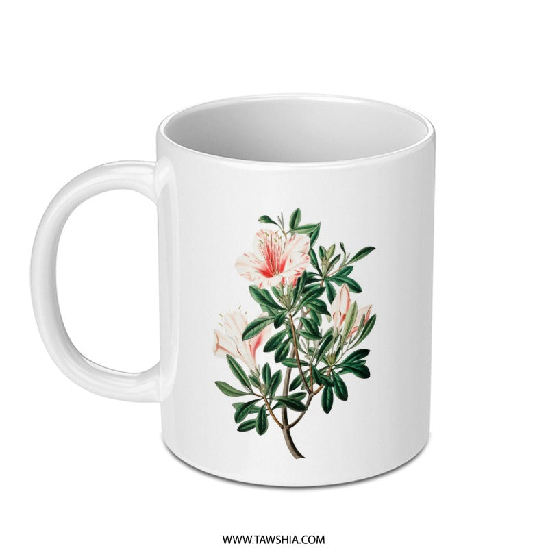 Azalea Flower Mug, Floral Coffee Mug, Vintage Botanical Art Mug, Garden Lover Gift, Tea Cup, Plant Mug, Flower Mug, Unique Gifts - Tawshia